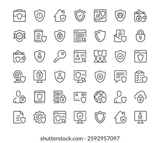 Security icons. Outline symbols collection. Premium vector line icons set