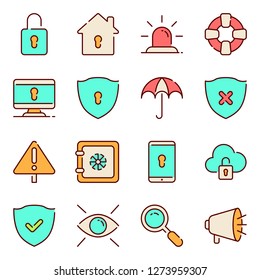 Security icons pack. Isolated security symbols collection. Graphic icons element