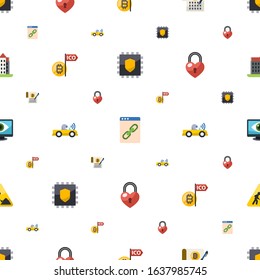 security icons pattern seamless. Included editable flat Cryptography, Web Link, Smart Contract, Initial Coin Offering, Autonomous, heart lock icons. security icons for web and mobile.