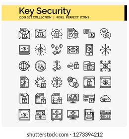 security icons pixel perfect set ,64x64 vector design ,web ui app