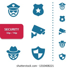 Security Icons. Professional, pixel perfect icons, EPS 10 format, optimized for 32p and 16p (4x magnification for preview).