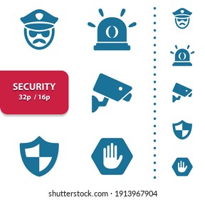 Security Icons. Professional, pixel perfect icons, EPS 10 format, optimized for 32p and 16p