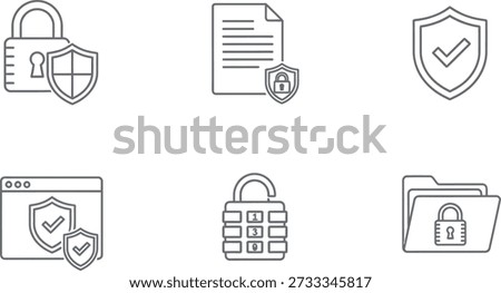 Security icons representing protection and safety measures