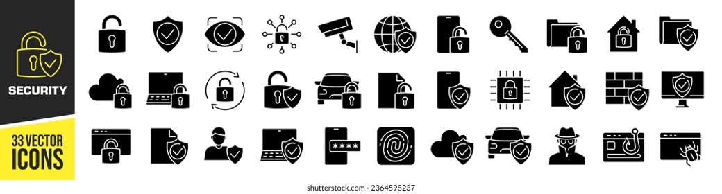 Security icons. Safety icon set. Vector.