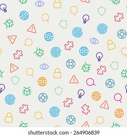 Security icons seamless pattern. Vector background