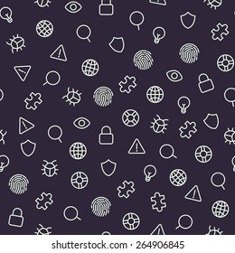 Security icons seamless pattern. Vector background