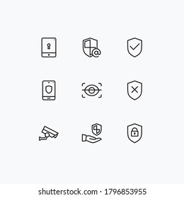 Línea de conjunto de iconos de seguridad - vector