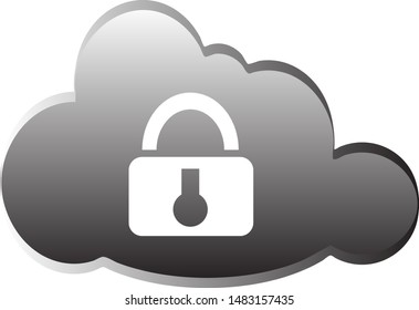 Security icons set - lock cloud. Vector icon.