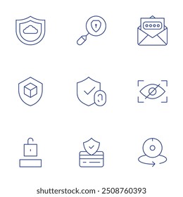Security icons set. Thin Line style, editable stroke. security, secure payment, email, spyware, degree.