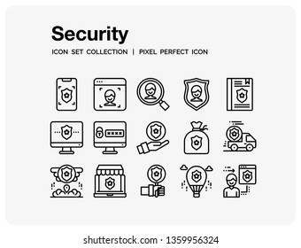 Security Icons Set. UI Pixel Perfect Well-crafted Vector Thin Line Icons. The illustrations are a vector.