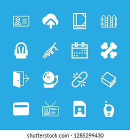 security icons set with upload with up arrow into a cloud, fence and reader vector set