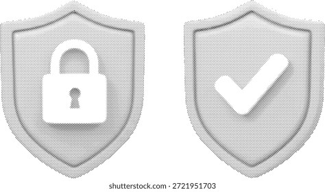 security icons with shield and lock check mark