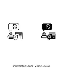 Security icons showing a shield with a lock and document with padlock symbolizing data