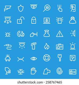 Security icons, simple and thin line design