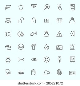 Security icons, simple and thin line design