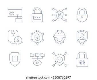 Security icons. Thin Line style, editable stroke. personal security, file, engineering, antivirus, secure payment, security, secure, lock, padlock, network, spy.