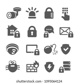 Security icons. Web mobile IT data protection vector set