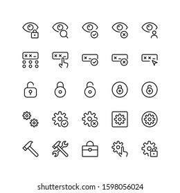 Security id scan recognition password protection icon set vector isolated