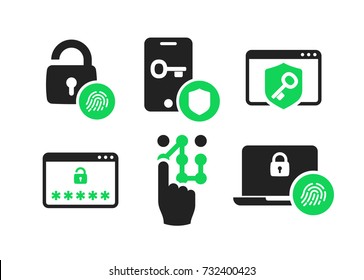 Security identity authentication icons set 01