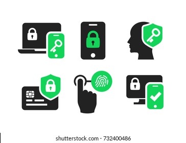 Security identity authentication icons set 02