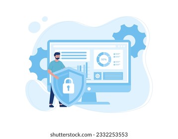 Security of important computer data trending concept flat illustration