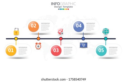 Security infographic concept with icons and 5 options or steps.