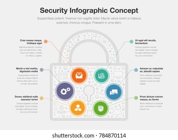 Security infographic concept with padlock symbol isolated on light background. Easy to use for your website or presentation.