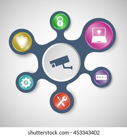 Security infographic templates with connected metaballs, stock vector