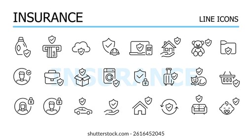 Security and insurance vector icons set