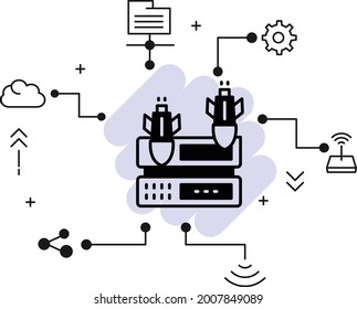 Security Issues or Eavesdropping attack stock illustration, Denial of service attack vector icon design, Cloud computing and Web hosting services Symbol on White background, DDoS Attacks Concept, 