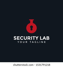 Security Key Hole Lock and Lab Logo Design Template
