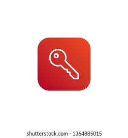 Security key icon with orange and red background 