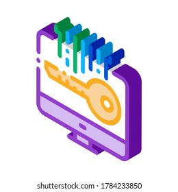 security key icon vector. isometric security key sign. color isolated symbol illustration