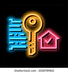 security key neon light sign vector. Glowing bright icon security key sign. transparent symbol illustration