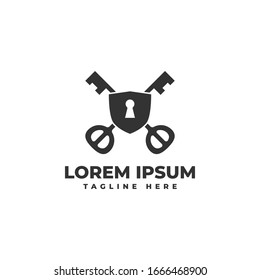 Security with Key Shield Logo Vector Icon Illustration