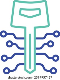 security key technology outline dual color vector illustration icon design
