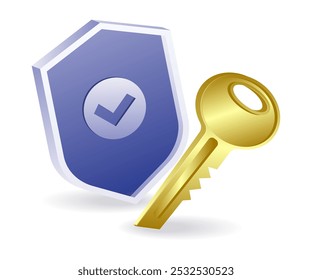 Security key technology symbol flat illustration