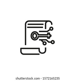 Security key thin line icon. Document, access, circuit isolated outline sign. Digital purchase concept. Vector illustration symbol element for web design and apps.