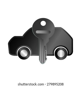 Security keychain. Key with car. Vector illustration, isolated on white background.