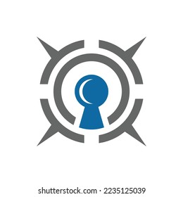 security keyhole compass logo template