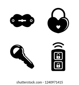 Security Keys, Lock. Simple Related Vector Icons Set for Video, Mobile Apps, Web Sites, Print Projects and Your Design. Security Keys, Lock icon Black Flat Illustration on White Background.