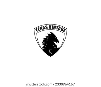 security label vintage logo design.
Texas silhouette horse head. isolated on white background.