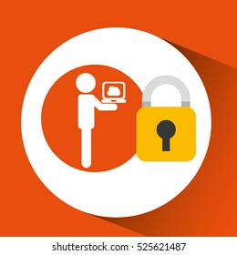 security laptop cloud man silhouette vector illustration eps 10