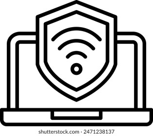 Security Laptop Connect Line Icon Vector Design