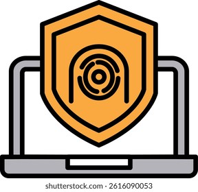 Security Laptop Fingerprint Line Vector Icon Design
