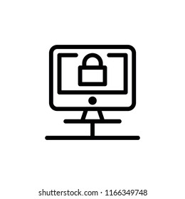 Security laptop line icon
