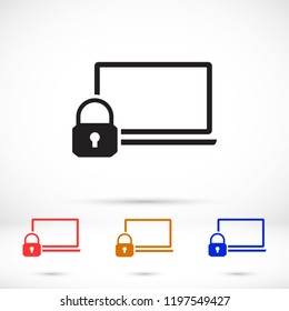 security laptop, protection icon. One of set web icons
