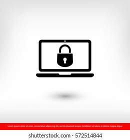 security laptop, protection icon. One of set web icons