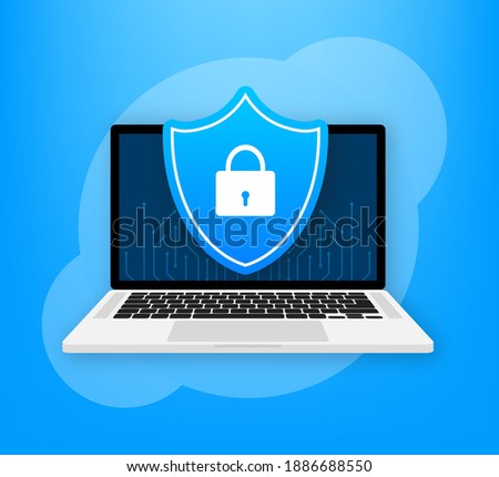 Security laptop, protection icon. Vector illustration.