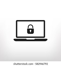 security laptop, protection vector icon